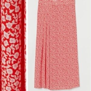 H&M Women’s Long Floral Viscose Skirt Size 6 red pink